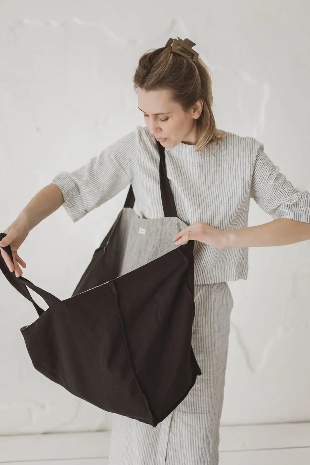 Linen Tote Bag – Dual Reversible Day & Night Carryall