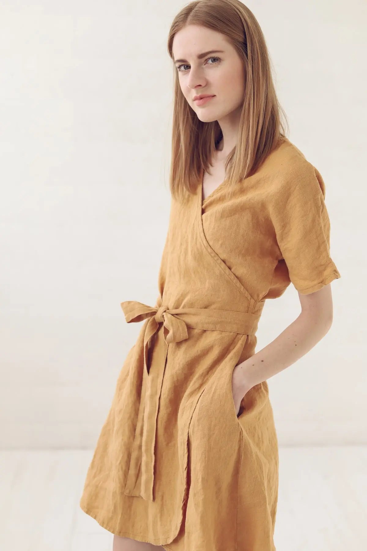 Mini Summer Linen Wrap Dress Epic Linen
