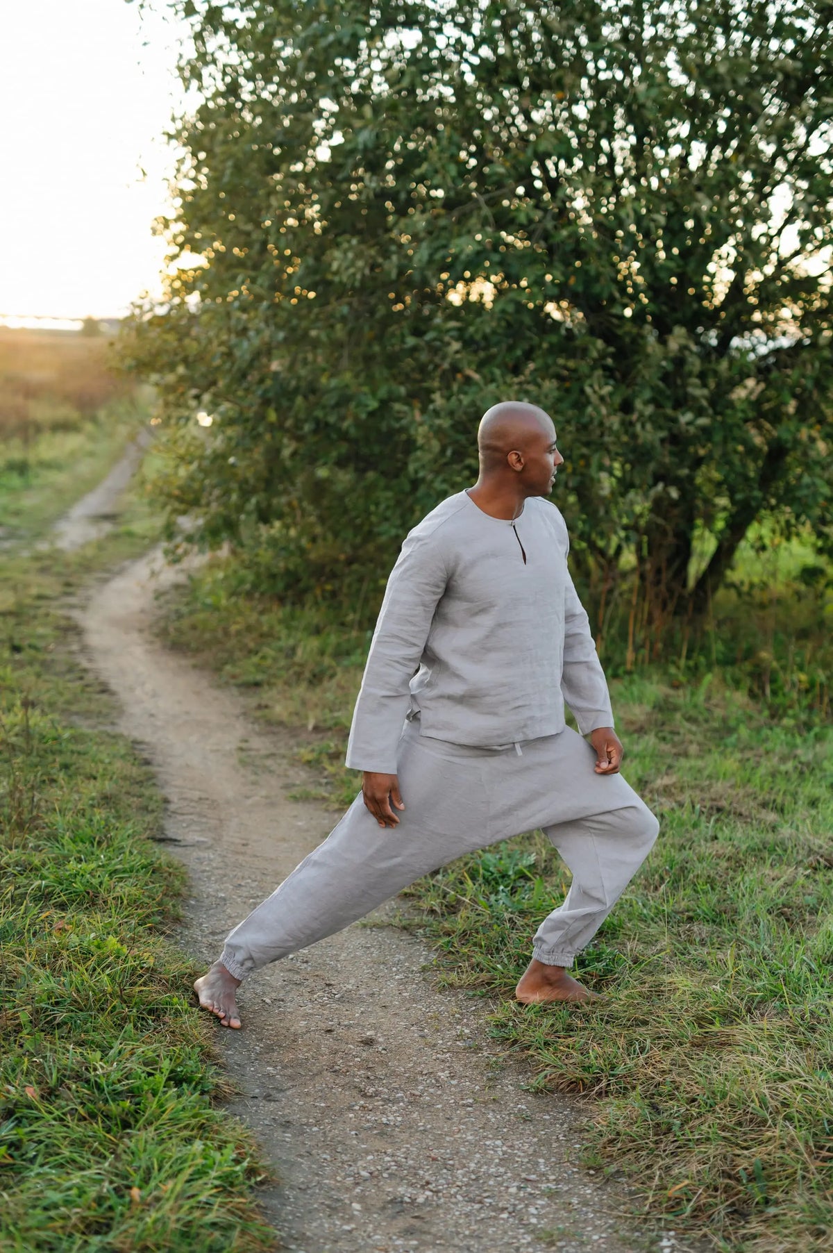 Linen Yoga Pants - Harem Trousers with Drawstring Waist