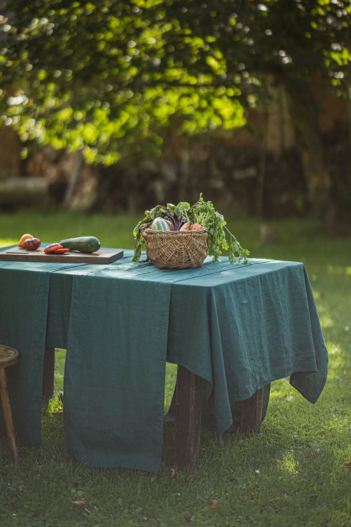 Natural Stonewashed Dark Green Linen Tablecloth Epic Linen