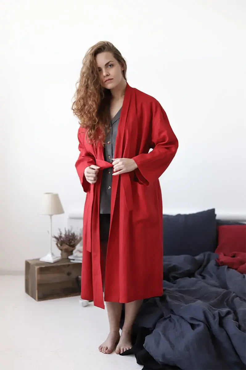 Linen Bathrobe With Pockets - Epic Linen luxury linen