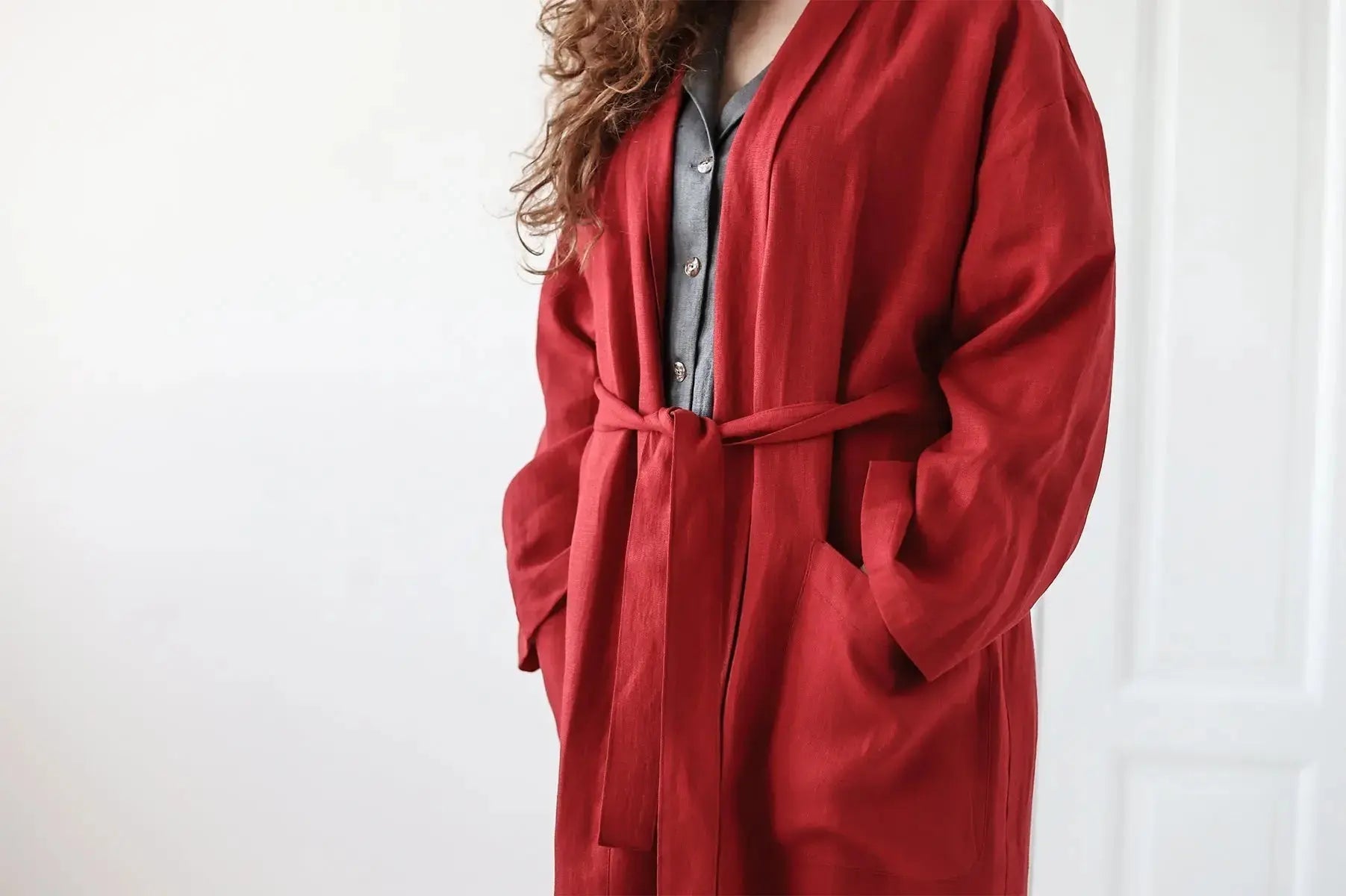 Linen Bathrobe With Pockets - Epic Linen luxury linen