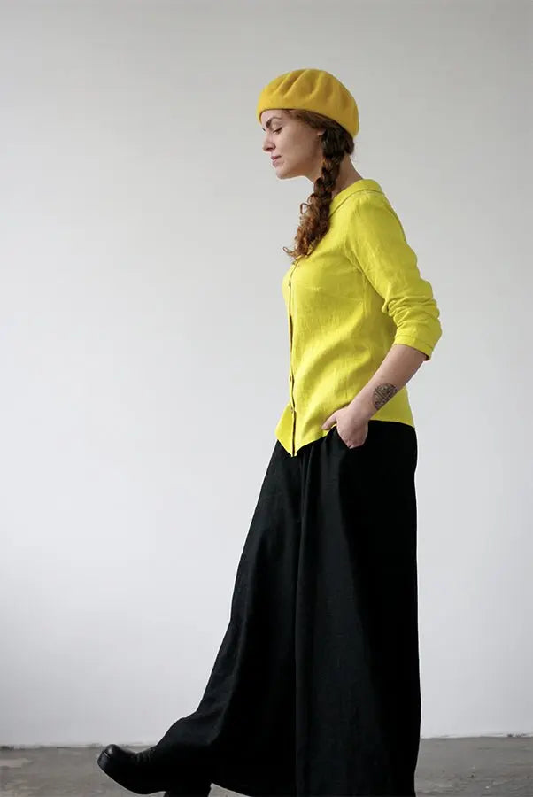 Linen Culottes in Black - Epic Linen luxury linen