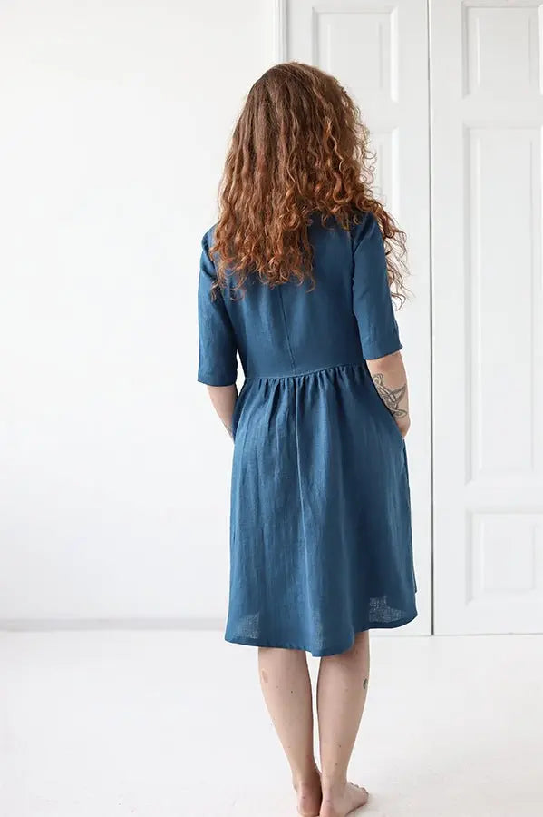 Linen Dress with Buttons - Epic Linen luxury linen