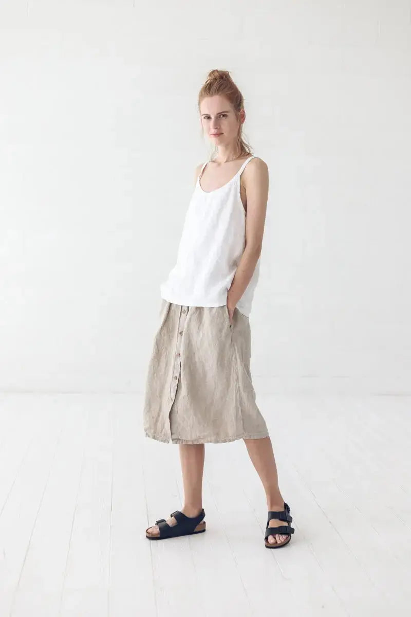 Linen Skirt With Buttons - Epic Linen luxury linen