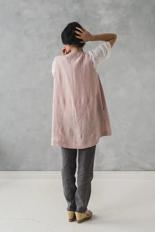 Linen Vest Cardigan - Epic Linen luxury linen