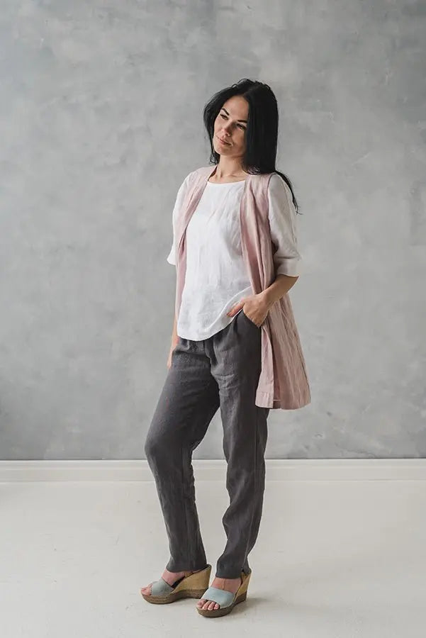 Linen Vest Cardigan - Epic Linen luxury linen