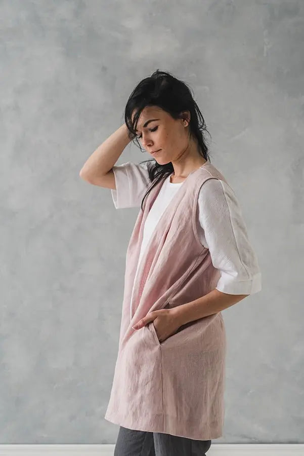 Linen Vest Cardigan - Epic Linen luxury linen