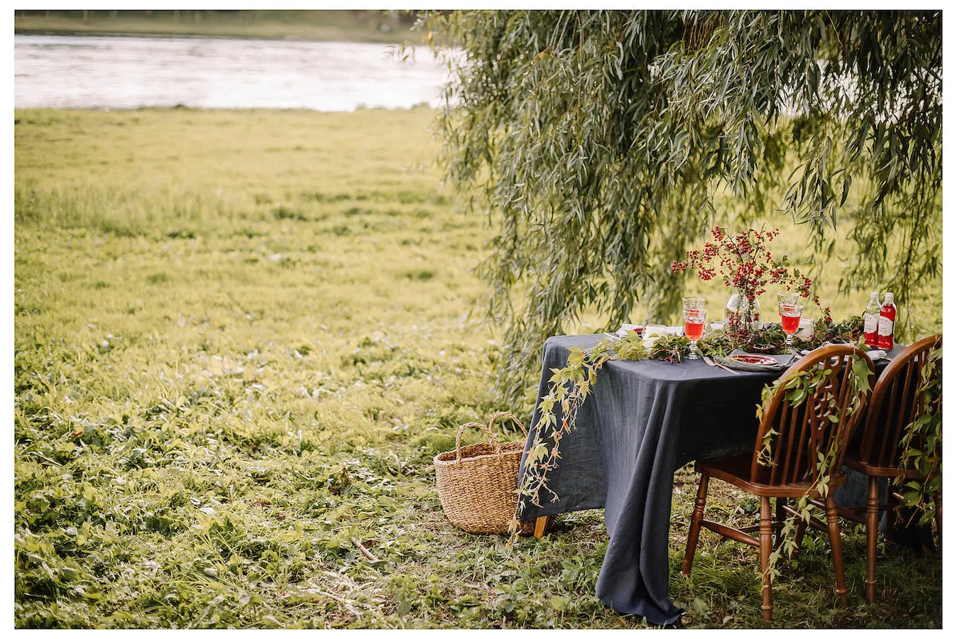Natural Stonewashed Charcoal Gray Linen Tablecloth Epic Linen