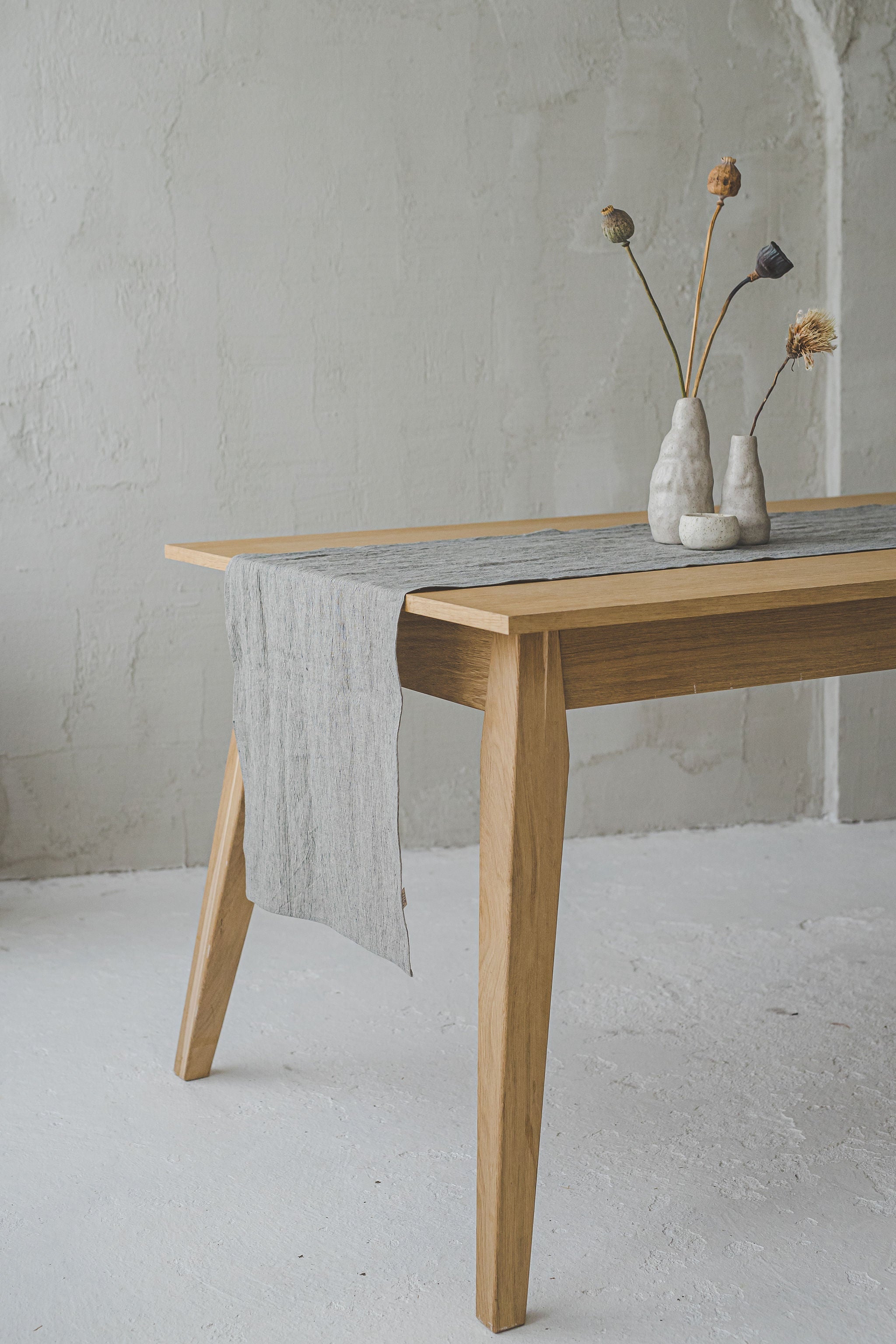 Pure Linen Table Runner in Pattern with Pleats Epic Linen