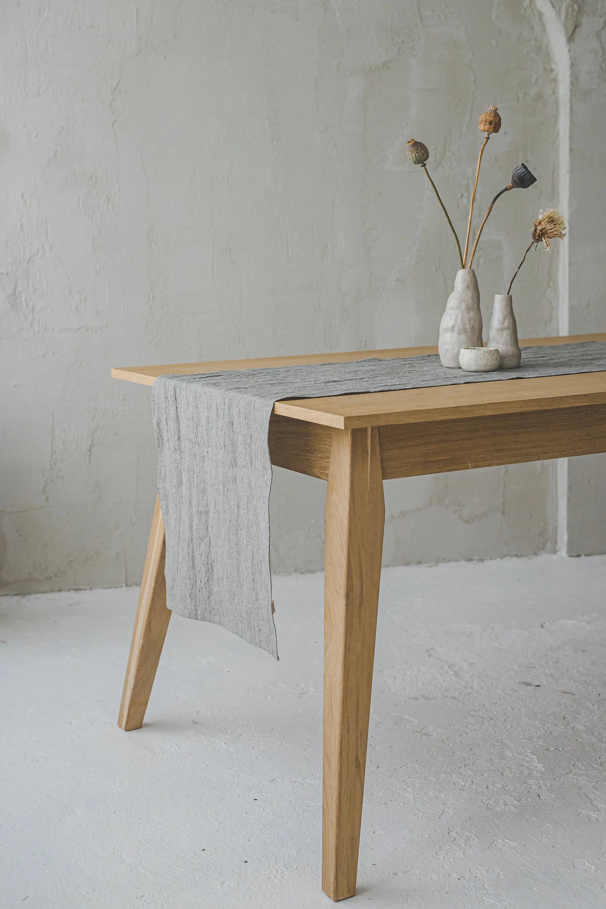 Pure Linen Table Runner in Pattern with Pleats Epic Linen