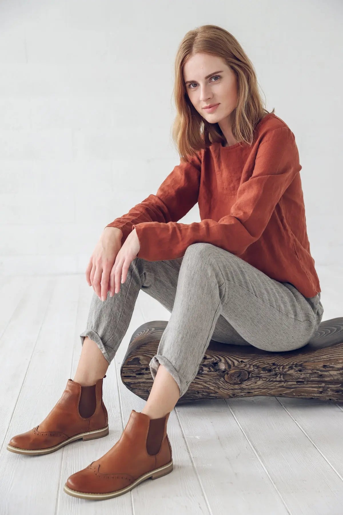 Long Sleeves Linen Blouse - Epic Linen luxury linen