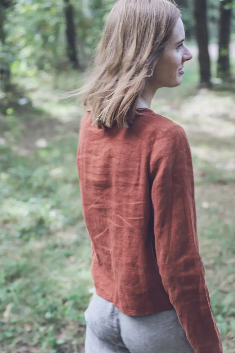 Long Sleeves Linen Blouse - Epic Linen luxury linen
