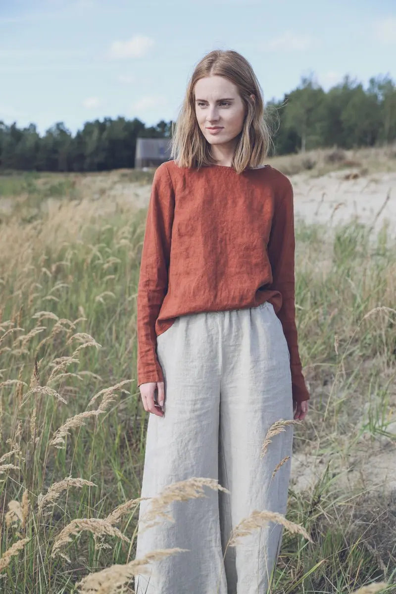 Long Sleeves Linen Blouse - Epic Linen luxury linen