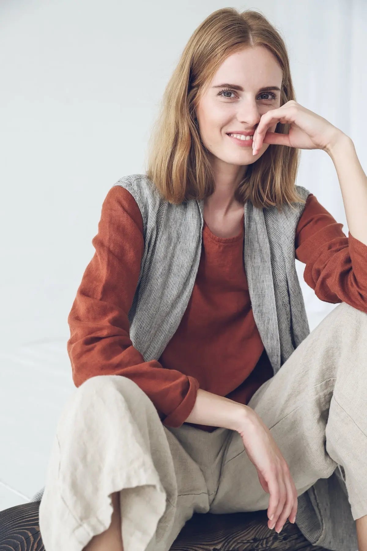 Long Sleeves Linen Blouse - Epic Linen luxury linen