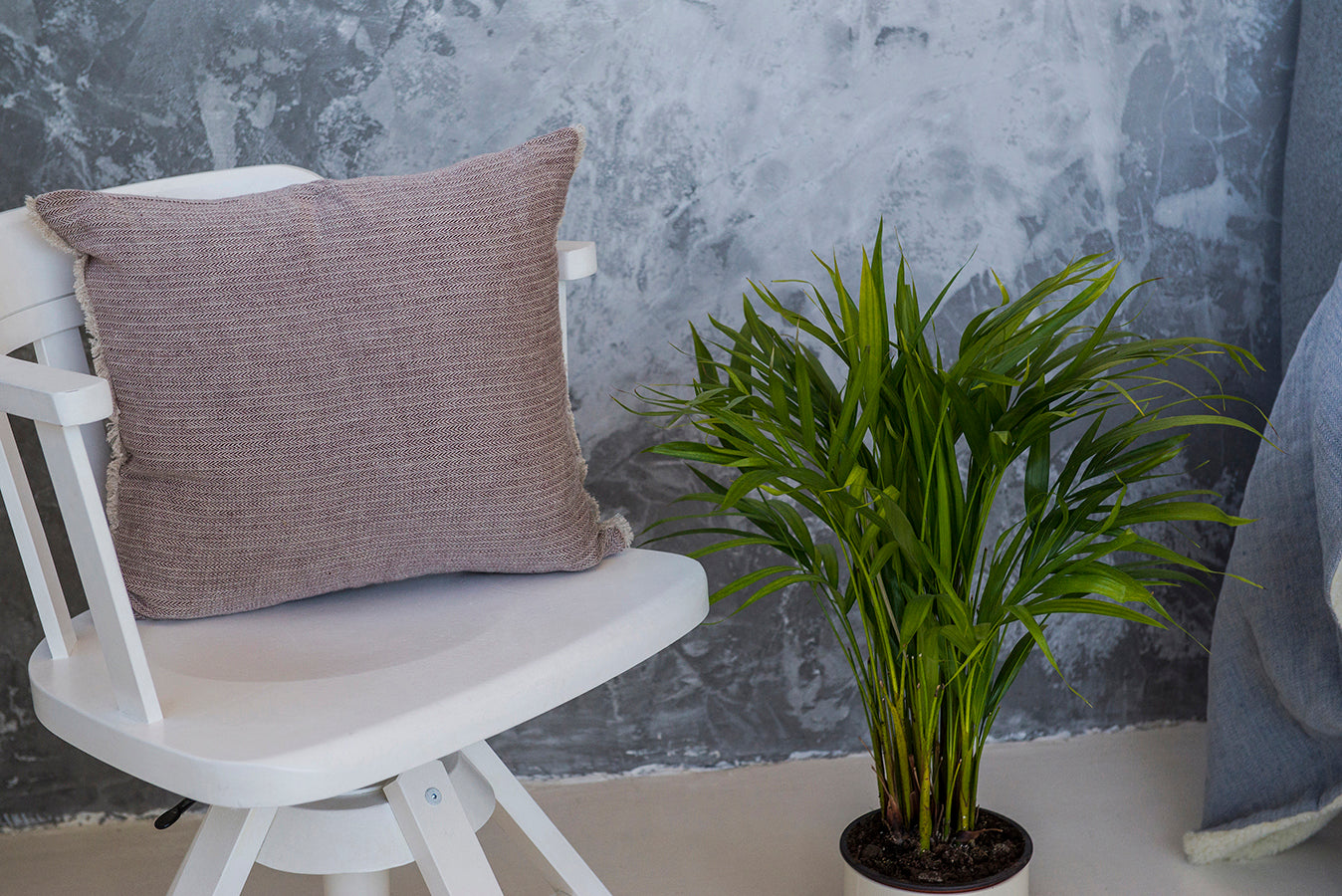Linen Herringbone-weave Sham with Fringes Epic Linen