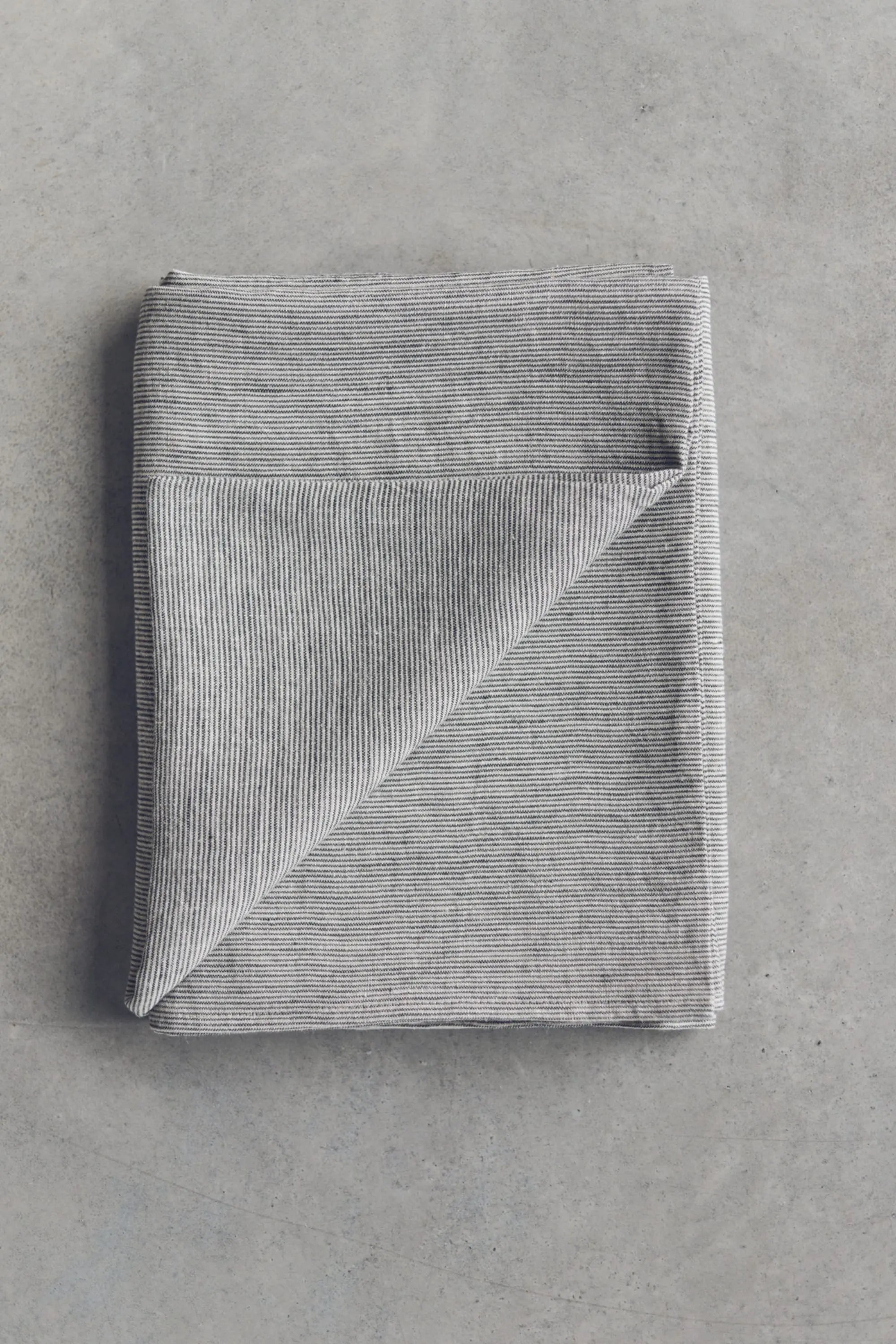 Stonewashed Natural Black Stripes Linen Tablecloth