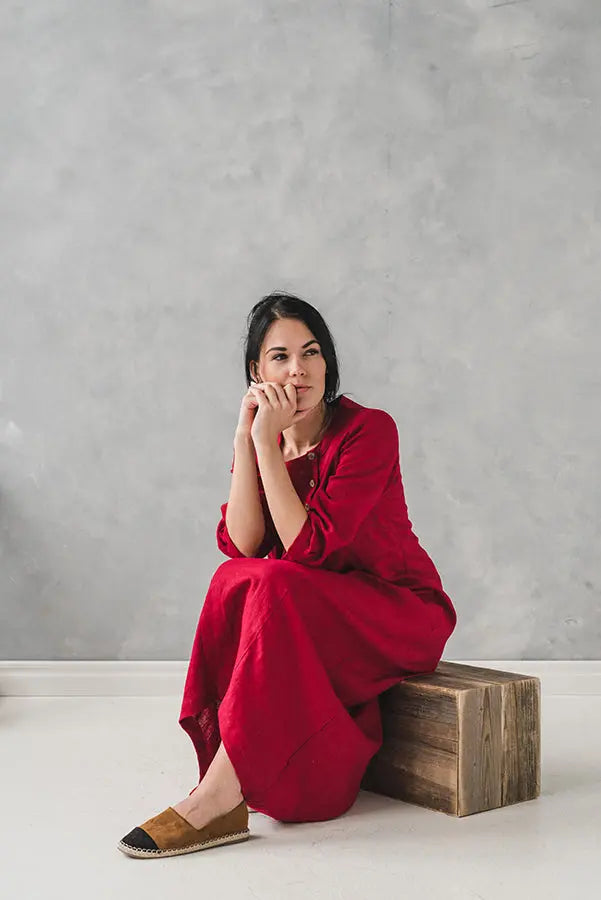 Linen Long Dress with Buttons Epic Linen