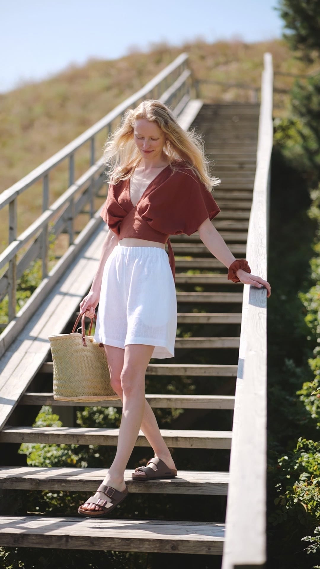 Linen V Neck Summer Crop Top Butterfly Epic Linen