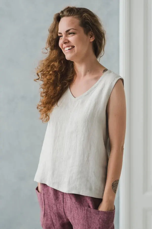Sleeveless Linen Blouse - Epic Linen luxury linen