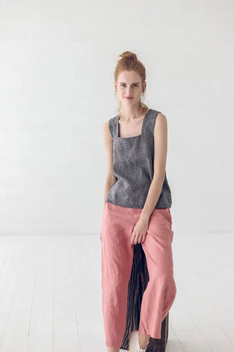 Wide Leg Coral Linen Pants - Epic Linen luxury linen