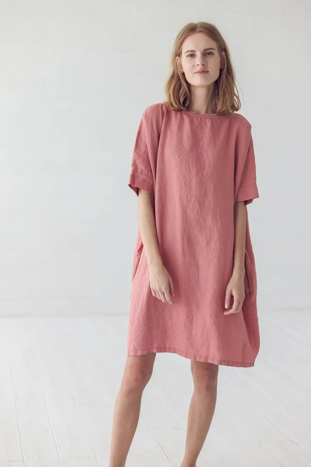 Coral Linen Dress - Epic Linen luxury linen