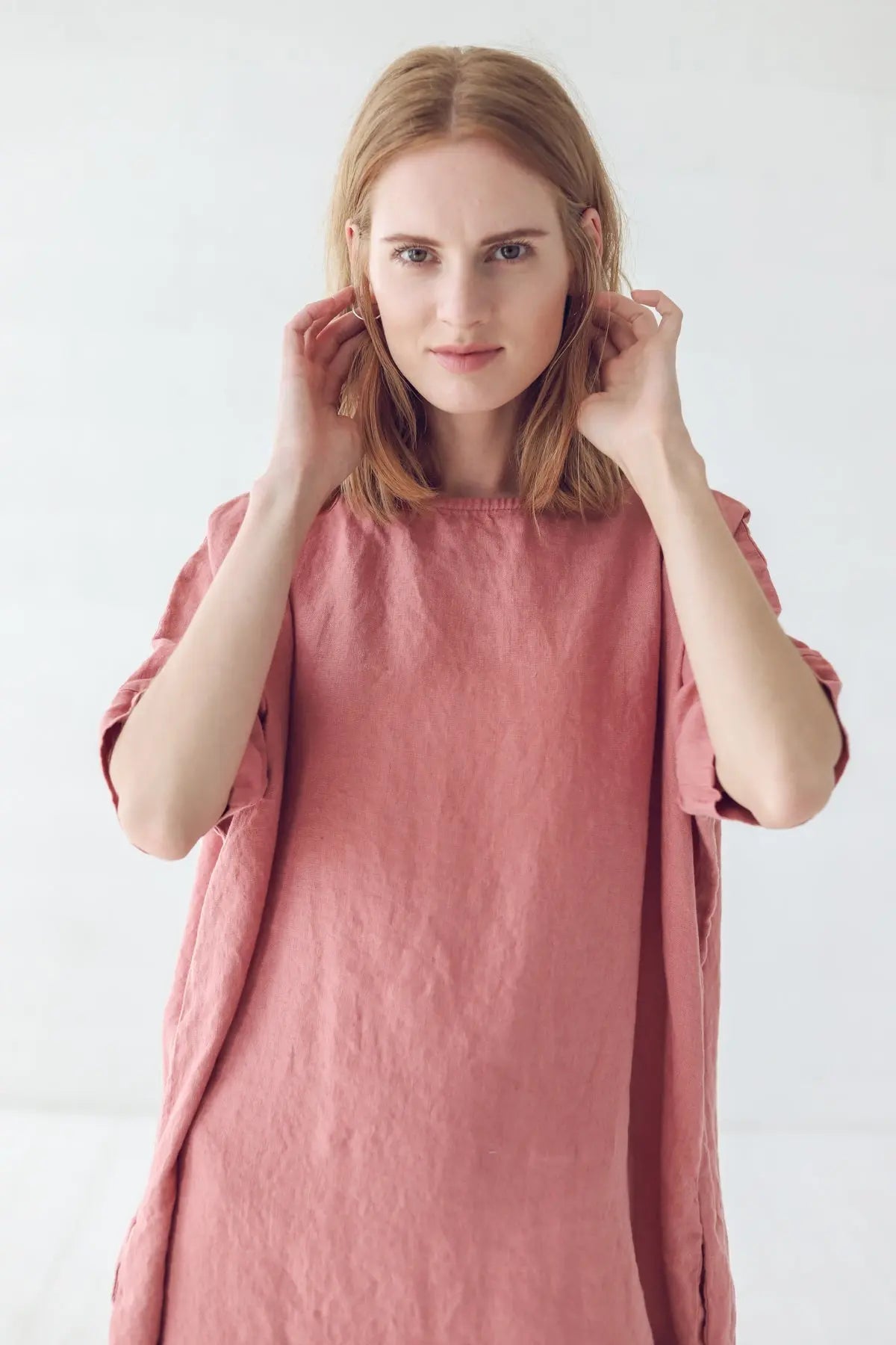 Coral Linen Dress - Epic Linen luxury linen