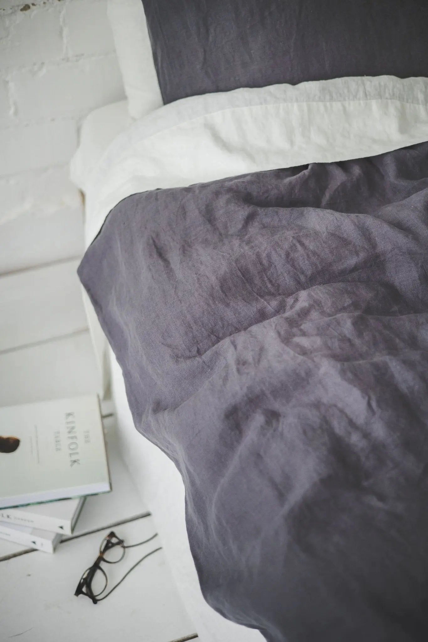 Dark Aubergine Stonewashed Linen Bedding Set - Epic Linen luxury linen