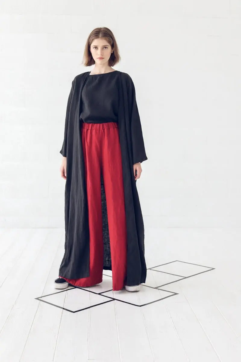 High Waisted Linen Culottes with Elastic Waistband - Epic Linen luxury linen
