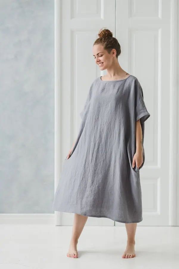 Large Linen Dress - Epic Linen luxury linen