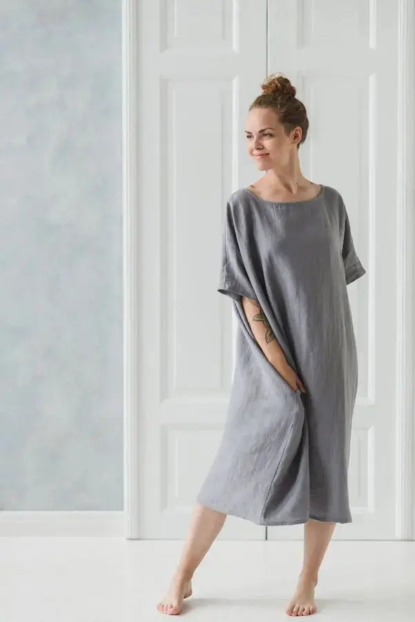 Large Linen Dress - Epic Linen luxury linen