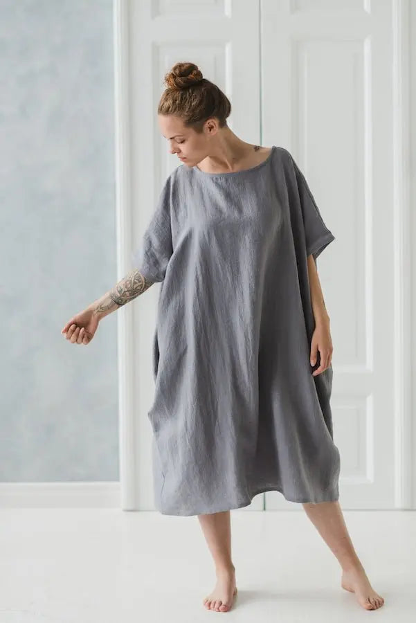 Large Linen Dress - Epic Linen luxury linen