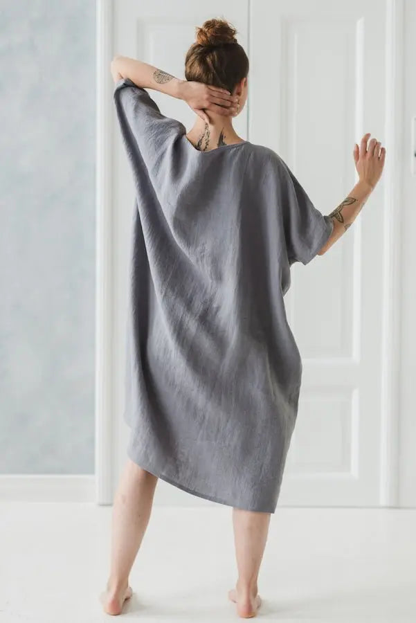 Large Linen Dress - Epic Linen luxury linen