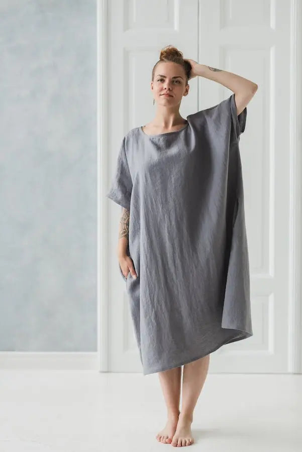 Large Linen Dress - Epic Linen luxury linen