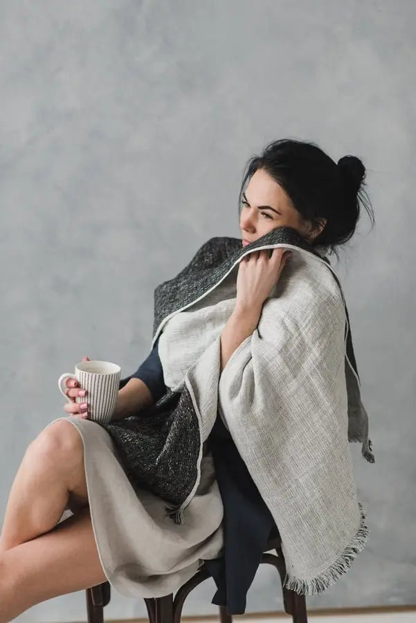 Large Linen Shawl - Epic Linen luxury linen