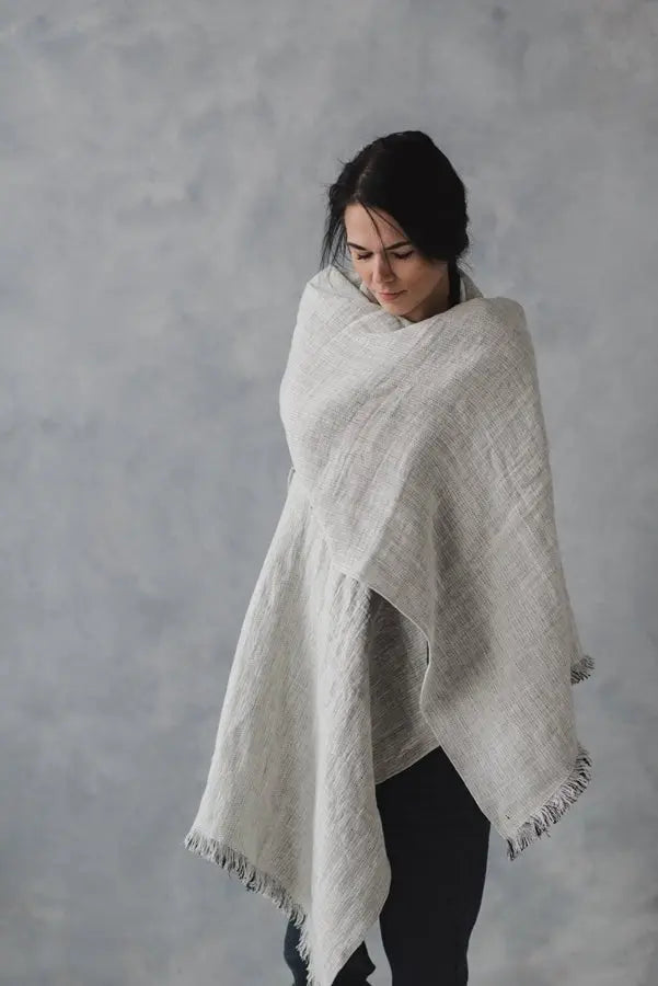 Large Linen Shawl - Epic Linen luxury linen