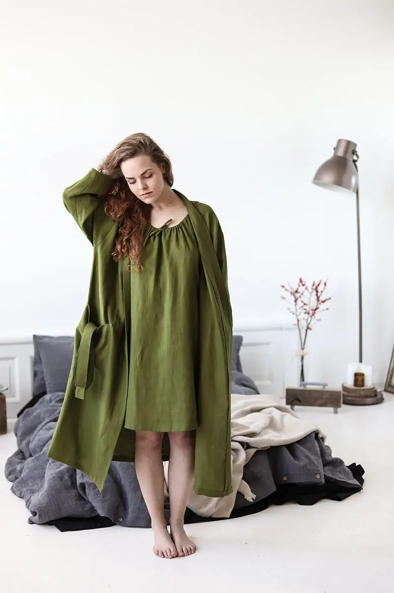 Linen Bathrobe With Pockets - Epic Linen luxury linen