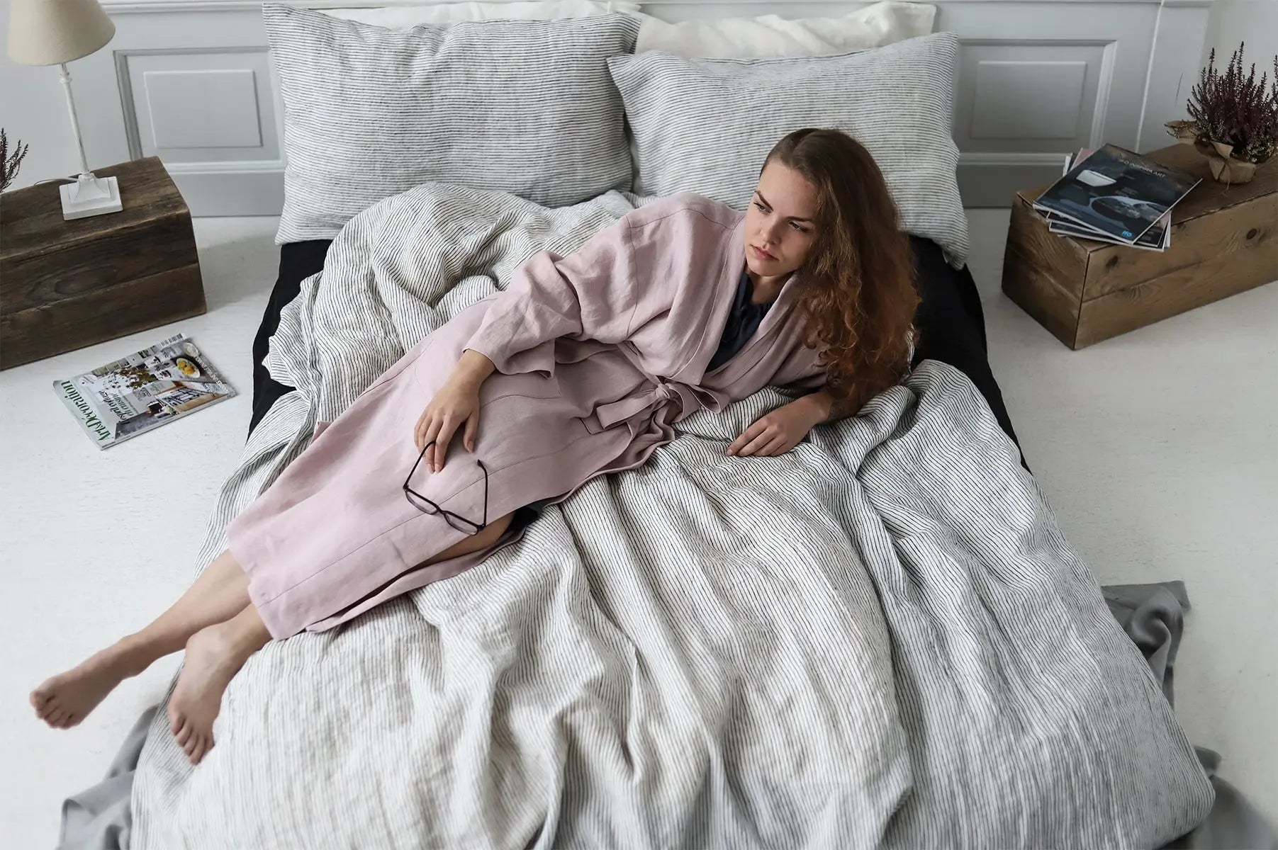 Linen Bathrobe With Pockets - Epic Linen luxury linen