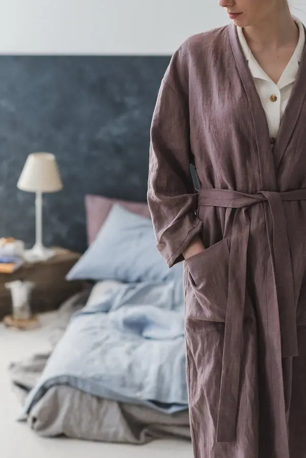 Linen Bathrobe With Pockets - Epic Linen luxury linen