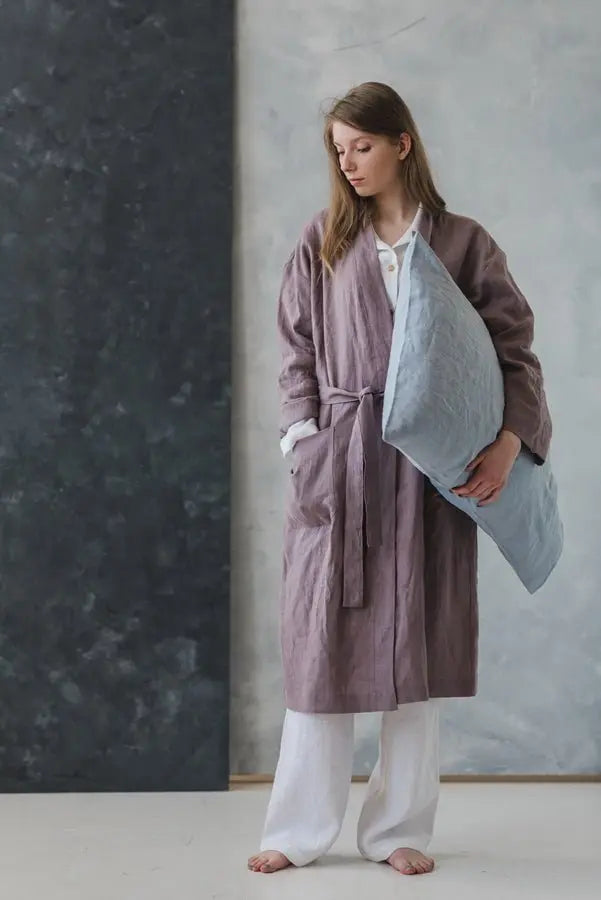 Linen Bathrobe With Pockets - Epic Linen luxury linen