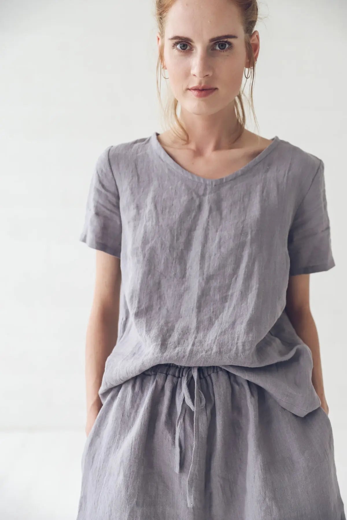 Linen Blouse V Neck - Epic Linen luxury linen