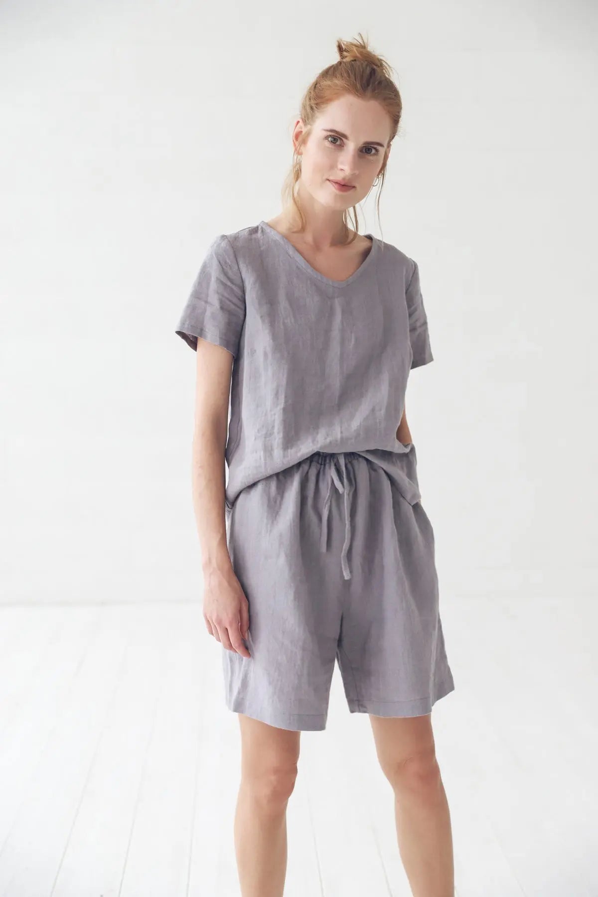 Linen Blouse V Neck - Epic Linen luxury linen