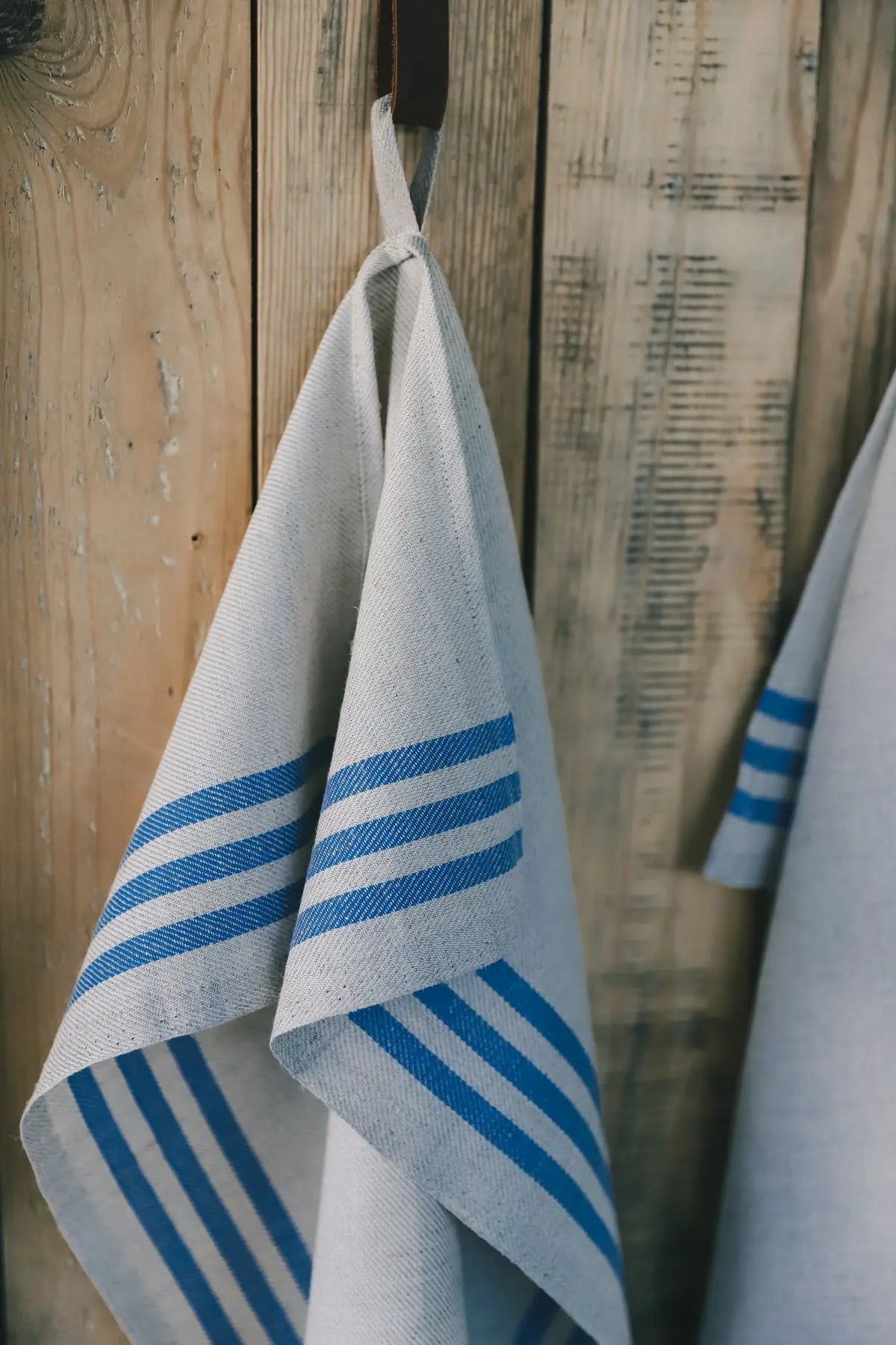 Linen Cotton Rhomb Pattern Blue Striped Kitchen Tea Towels x 2 - Epic Linen luxury linen