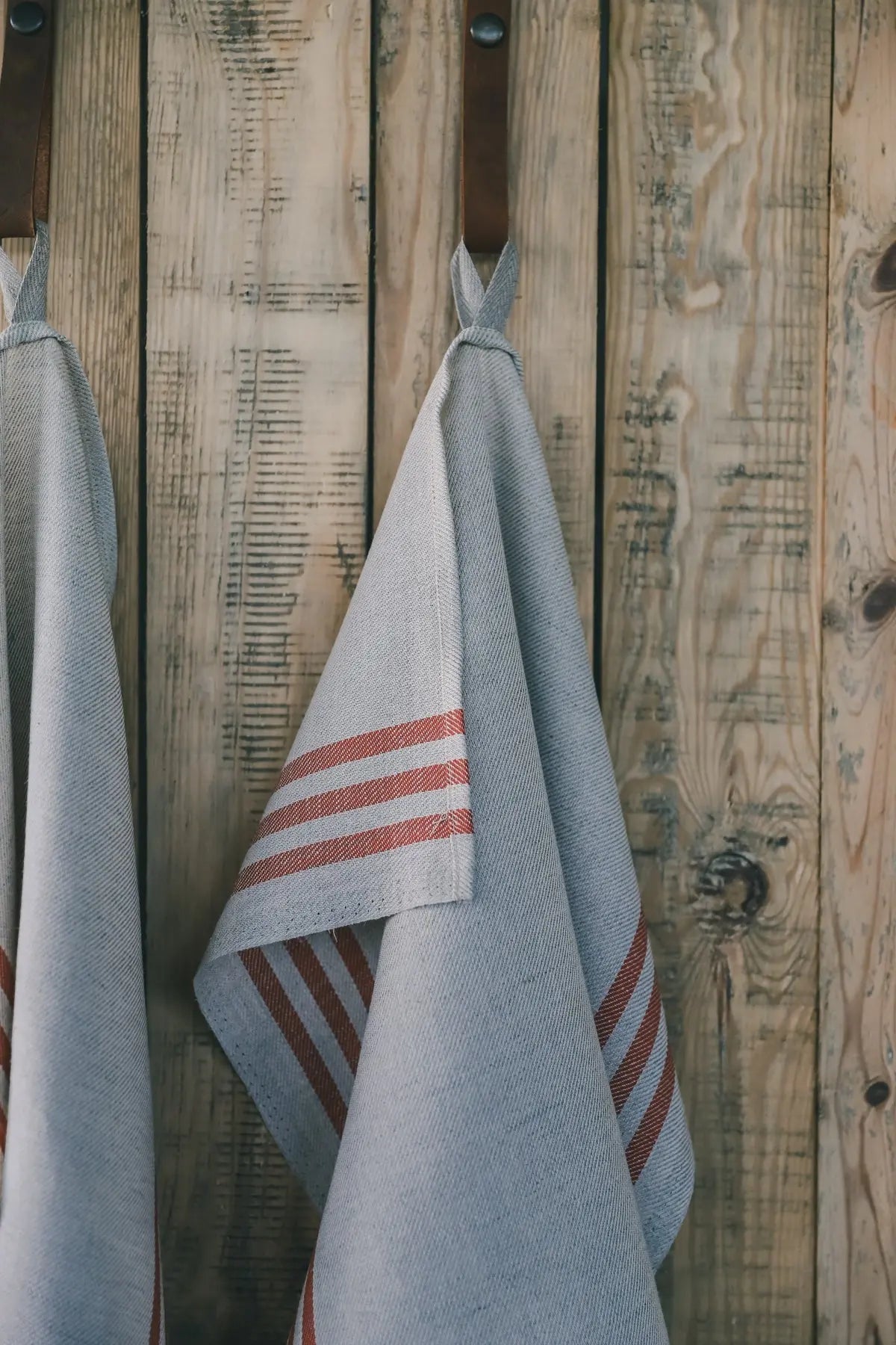 Linen Cotton Rhomb Pattern Red Striped Kitchen Tea Towels x 2 - Epic Linen luxury linen