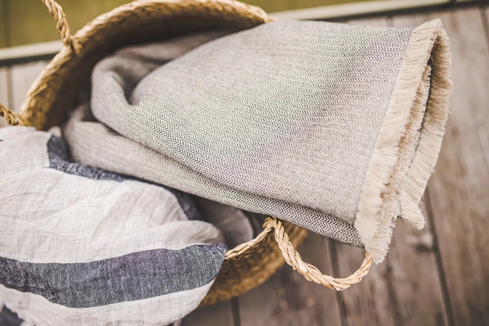 Linen Double-Sided Black Natural Throw Blanket - Epic Linen luxury linen