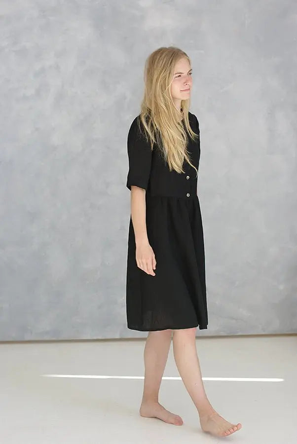 Linen Dress in Black - Epic Linen luxury linen