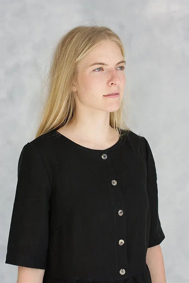 Linen Dress in Black - Epic Linen luxury linen