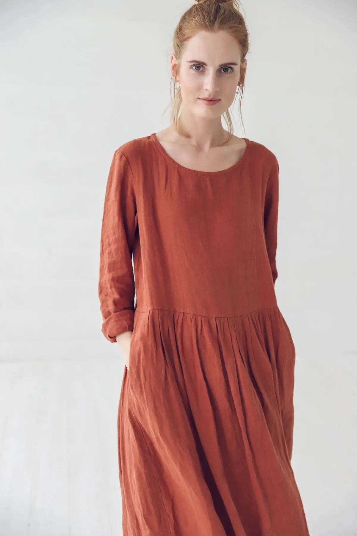 Linen Dress Long Sleeves - Epic Linen luxury linen