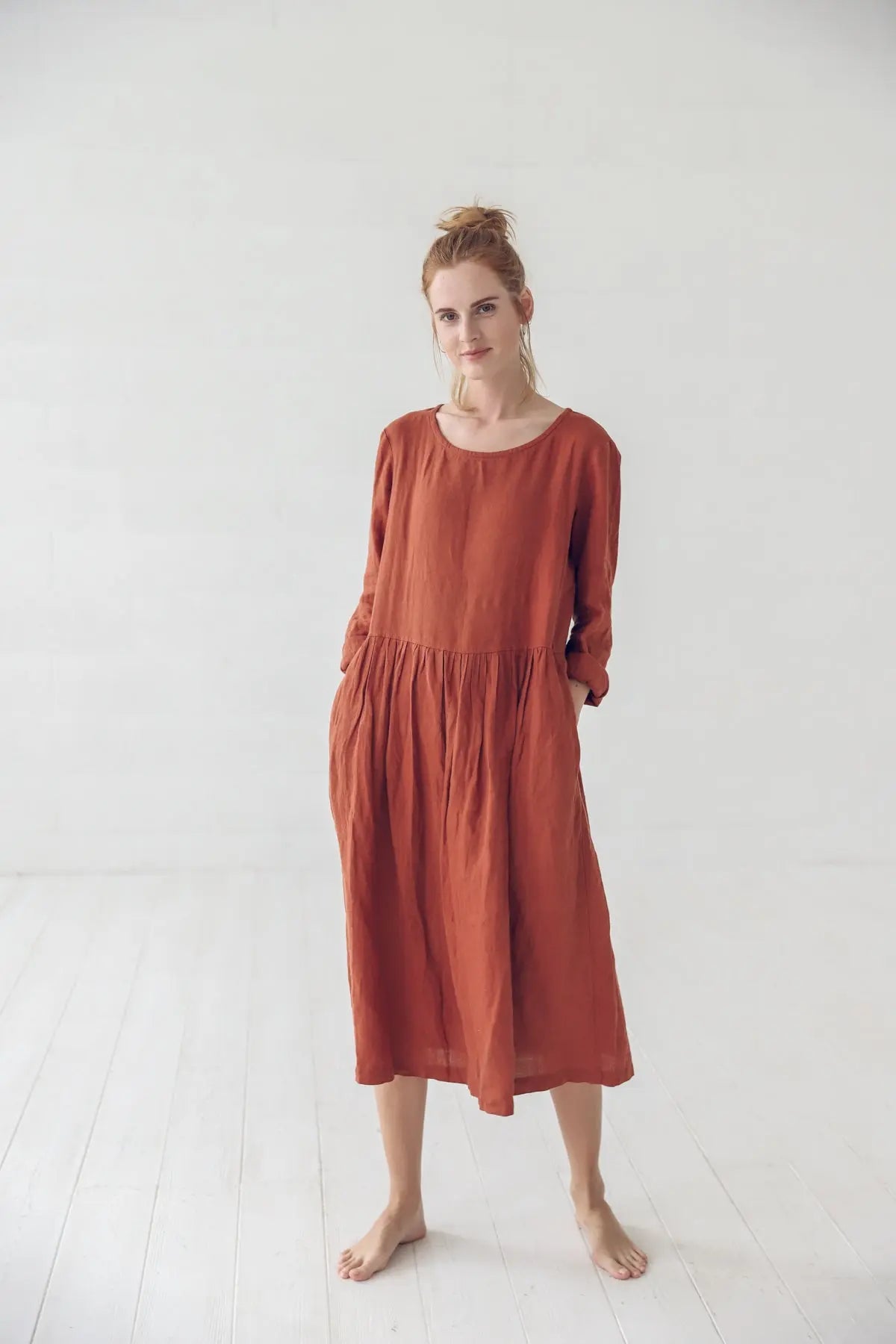 Linen Dress Long Sleeves - Epic Linen luxury linen