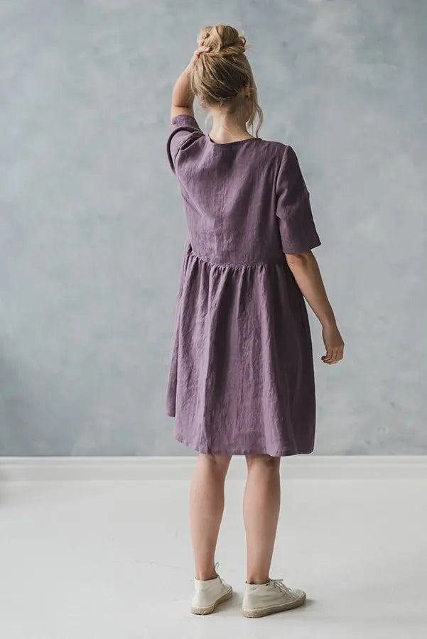 Linen Dress with Buttons - Epic Linen luxury linen